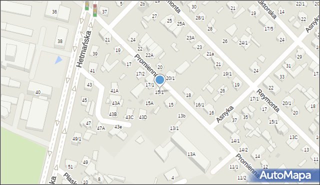 Białystok, Promienna, 15/1, mapa Białegostoku