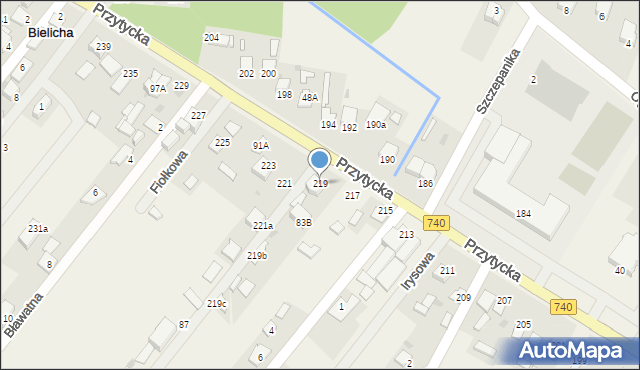 Bielicha, Przytycka, 219, mapa Bielicha