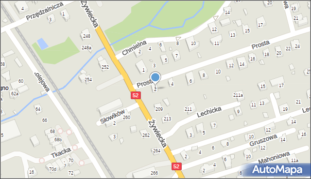 Bielsko-Biała, Prosta, 2, mapa Bielsko-Białej