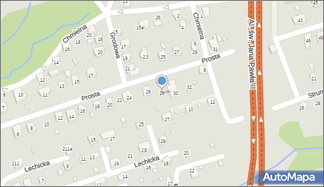 Bielsko-Biała, Prosta, 28, mapa Bielsko-Białej