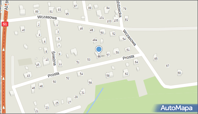 Bielsko-Biała, Prosta, 55, mapa Bielsko-Białej