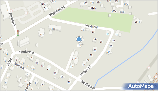 Bielsko-Biała, Przyjaźni, 12b, mapa Bielsko-Białej