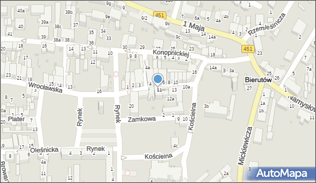 Bierutów, Przyjaciół Żołnierza, 12, mapa Bierutów