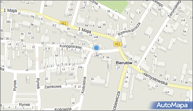 Bierutów, Przyjaciół Żołnierza, 14a, mapa Bierutów