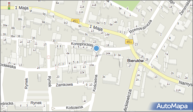 Bierutów, Przyjaciół Żołnierza, 16, mapa Bierutów