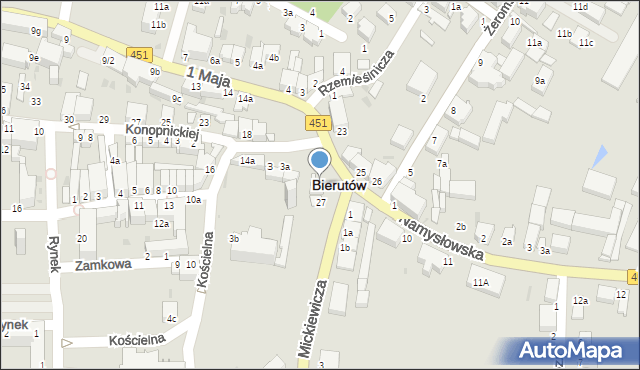 Bierutów, Przyjaciół Żołnierza, 27a, mapa Bierutów
