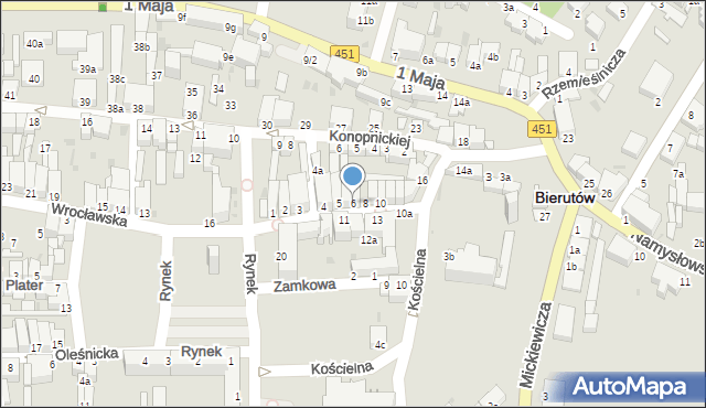 Bierutów, Przyjaciół Żołnierza, 6, mapa Bierutów