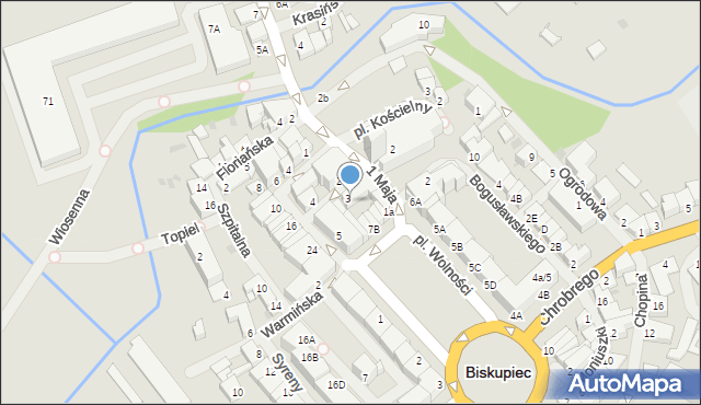 Biskupiec, Przeskok, 1, mapa Biskupiec