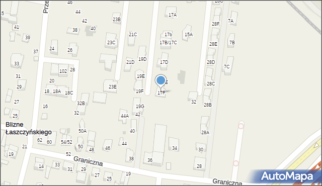 Blizne Łaszczyńskiego, Przechodnia, 17F, mapa Blizne Łaszczyńskiego
