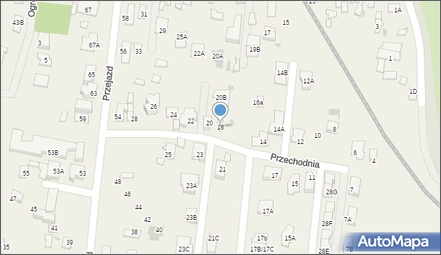 Blizne Łaszczyńskiego, Przechodnia, 18, mapa Blizne Łaszczyńskiego