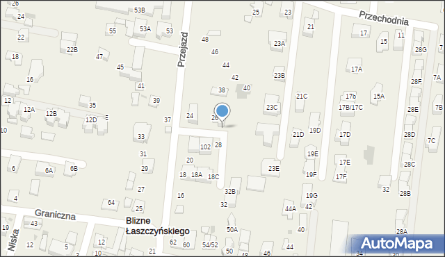 Blizne Łaszczyńskiego, Przejazd, 36, mapa Blizne Łaszczyńskiego