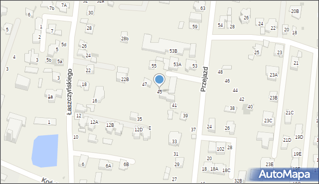 Blizne Łaszczyńskiego, Przejazd, 45, mapa Blizne Łaszczyńskiego