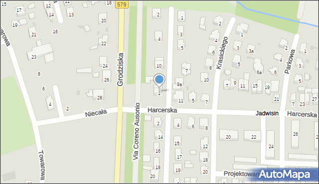 Błonie, Przybysza, 12, mapa Błonie