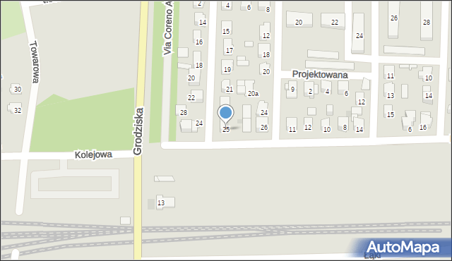 Błonie, Przybysza, 25, mapa Błonie