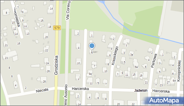Błonie, Przybysza, 5, mapa Błonie