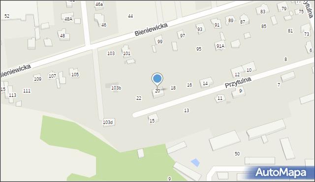 Błonie, Przytulna, 20, mapa Błonie