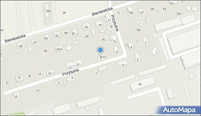 Błonie, Przytulna, 8, mapa Błonie