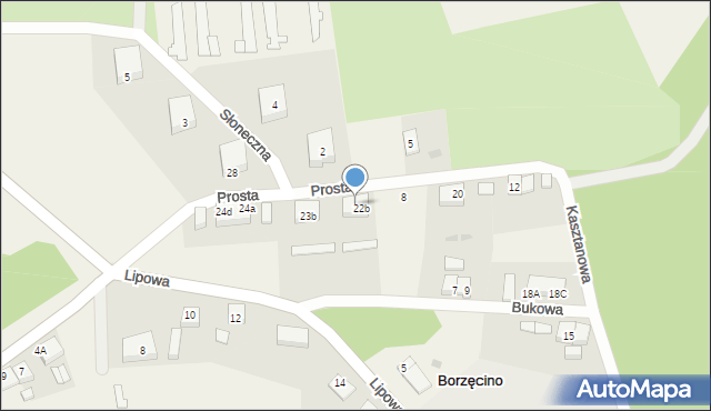 Borzęcino, Prosta, 6, mapa Borzęcino