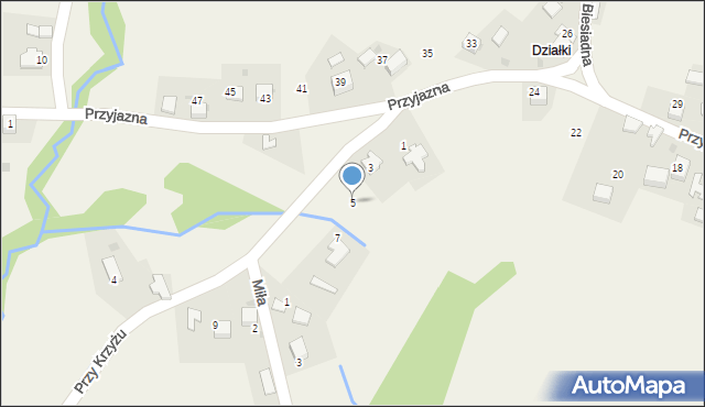 Brodła, Przy Krzyżu, 5, mapa Brodła