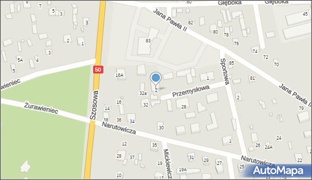 Brok, Przemysłowa, 2, mapa Brok