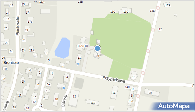 Bronisze, Przyparkowa, 13A, mapa Bronisze