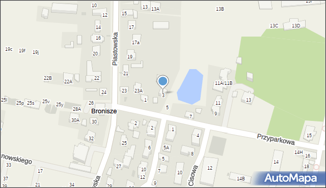Bronisze, Przyparkowa, 3A, mapa Bronisze