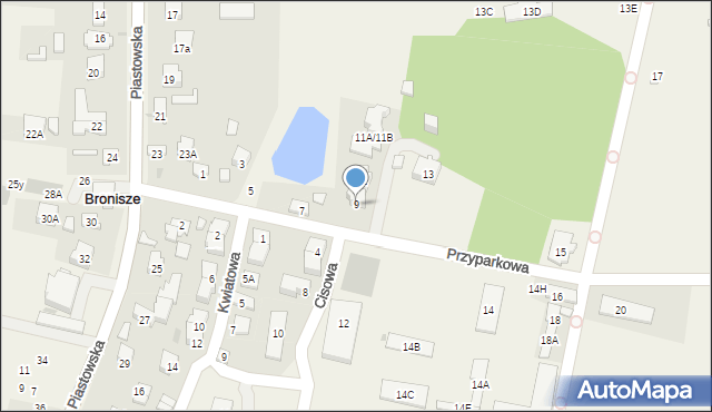Bronisze, Przyparkowa, 9, mapa Bronisze