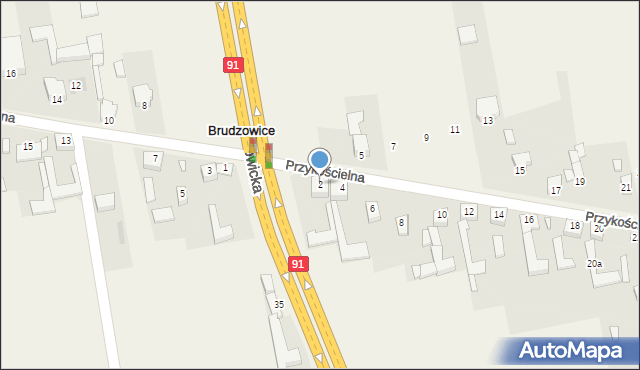 Brudzowice, Przykościelna, 2, mapa Brudzowice