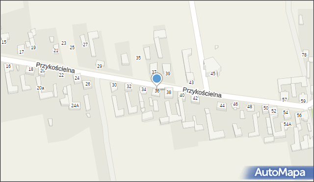 Brudzowice, Przykościelna, 36, mapa Brudzowice