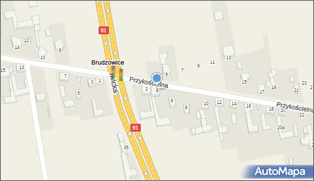 Brudzowice, Przykościelna, 4, mapa Brudzowice