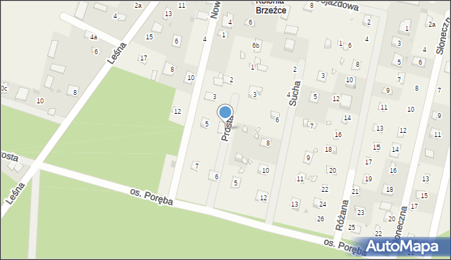 Brzeźce, Prosta, 4, mapa Brzeźce