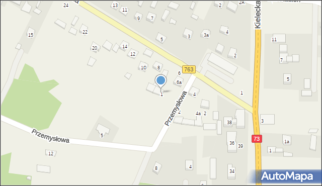 Brzeziny, Przemysłowa, 1, mapa Brzeziny