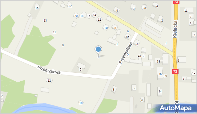 Brzeziny, Przemysłowa, 3, mapa Brzeziny