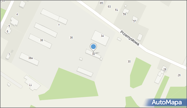 Brzeziny, Przemysłowa, 32, mapa Brzeziny