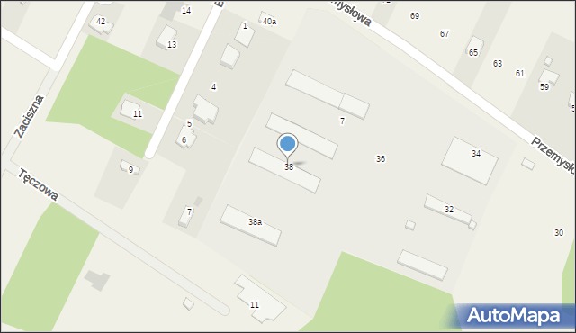 Brzeziny, Przemysłowa, 38, mapa Brzeziny