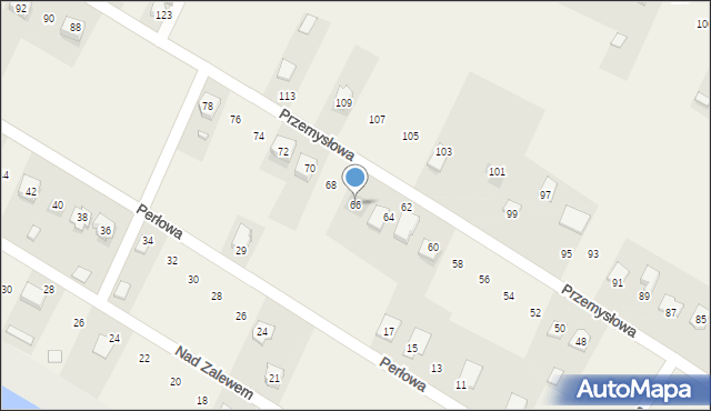 Brzeziny, Przemysłowa, 66, mapa Brzeziny