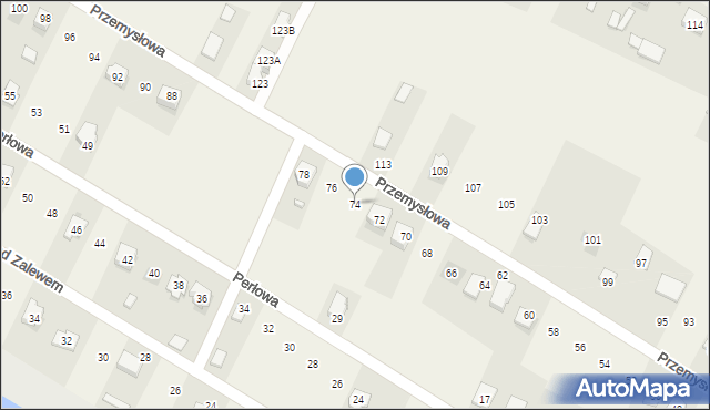 Brzeziny, Przemysłowa, 74, mapa Brzeziny