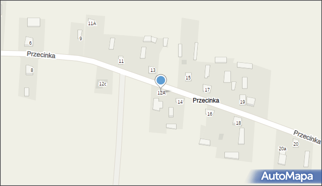 Brzóza, Przecinka, 12A, mapa Brzóza