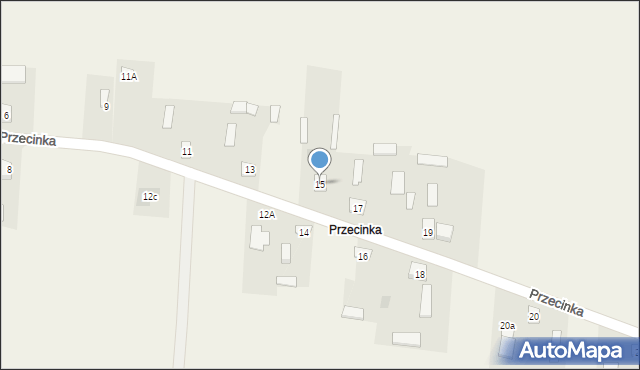 Brzóza, Przecinka, 15, mapa Brzóza