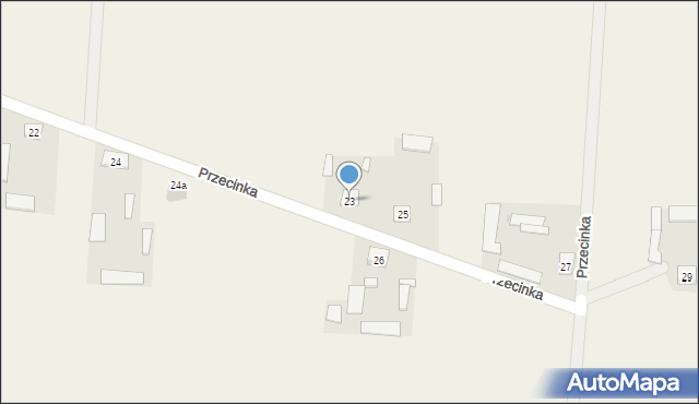 Brzóza, Przecinka, 23, mapa Brzóza