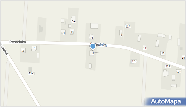 Brzóza, Przecinka, 8, mapa Brzóza