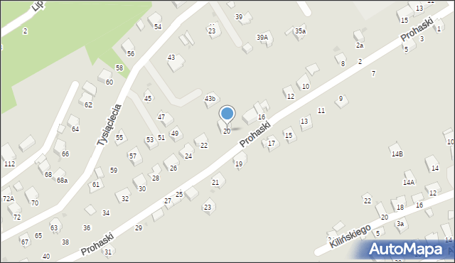 Brzozów, Prohaski Franciszka, 20, mapa Brzozów