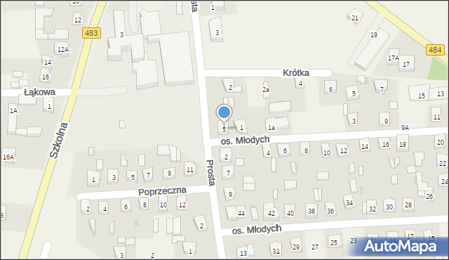 Buczek, Prosta, 5, mapa Buczek