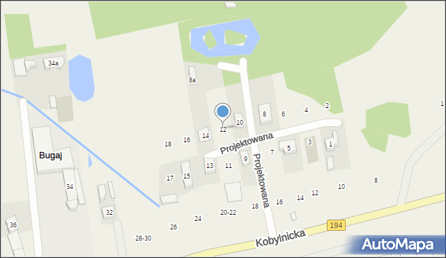 Bugaj, Projektowana, 12, mapa Bugaj