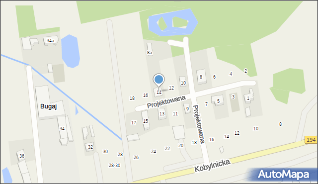 Bugaj, Projektowana, 14, mapa Bugaj
