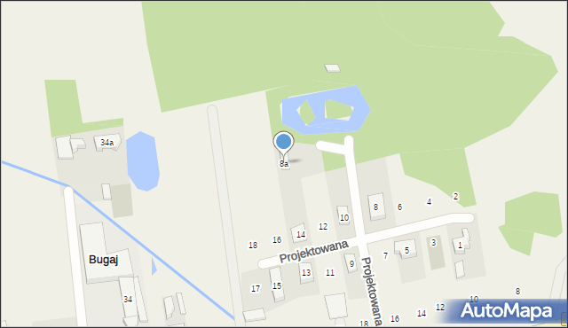 Bugaj, Projektowana, 8a, mapa Bugaj