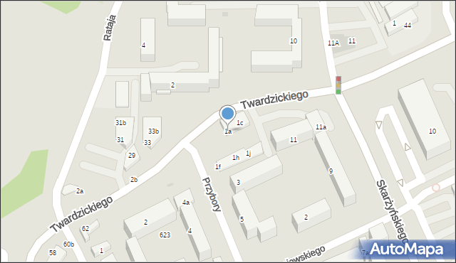 Bydgoszcz, Przybory Jeremiego, 1a, mapa Bydgoszczy