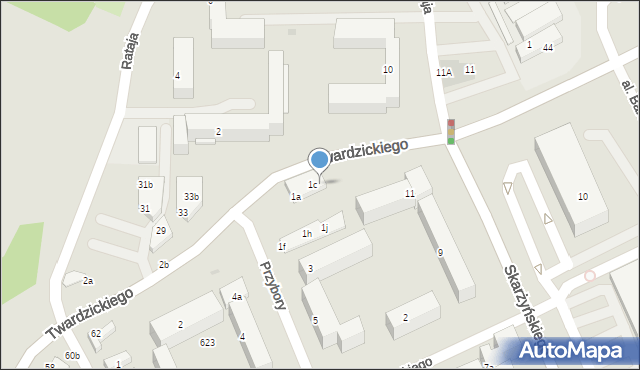 Bydgoszcz, Przybory Jeremiego, 1d, mapa Bydgoszczy