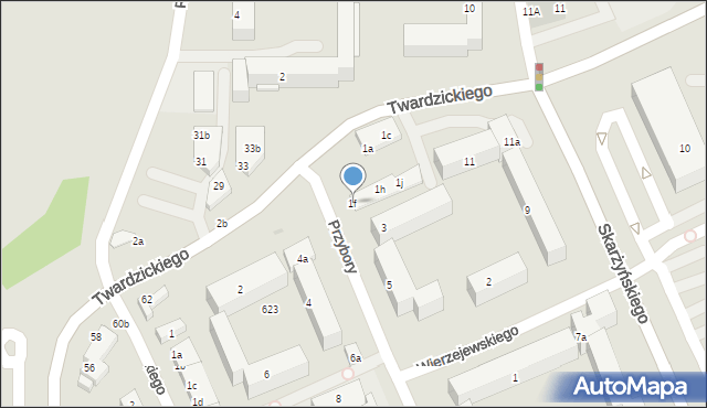 Bydgoszcz, Przybory Jeremiego, 1f, mapa Bydgoszczy