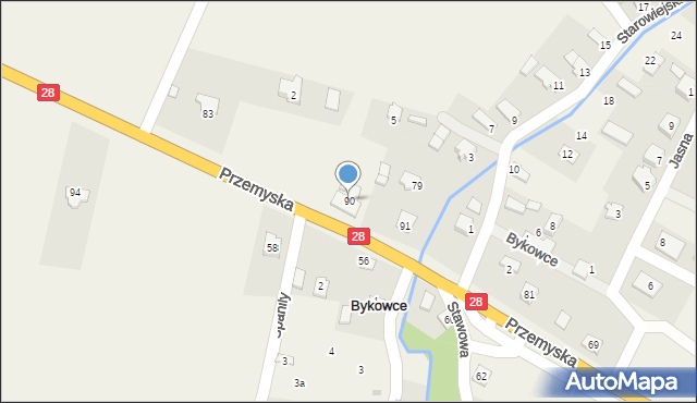 Bykowce, Przemyska, 90, mapa Bykowce